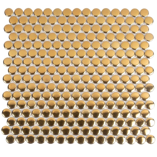 Apollo Tile Cirkel 11.46 in. x 12.4 in. Glossy Gold Porcelain Mosaic Wall and Floor Tile 9.87 sqft/case, 10PK ORB8806GDGA - main